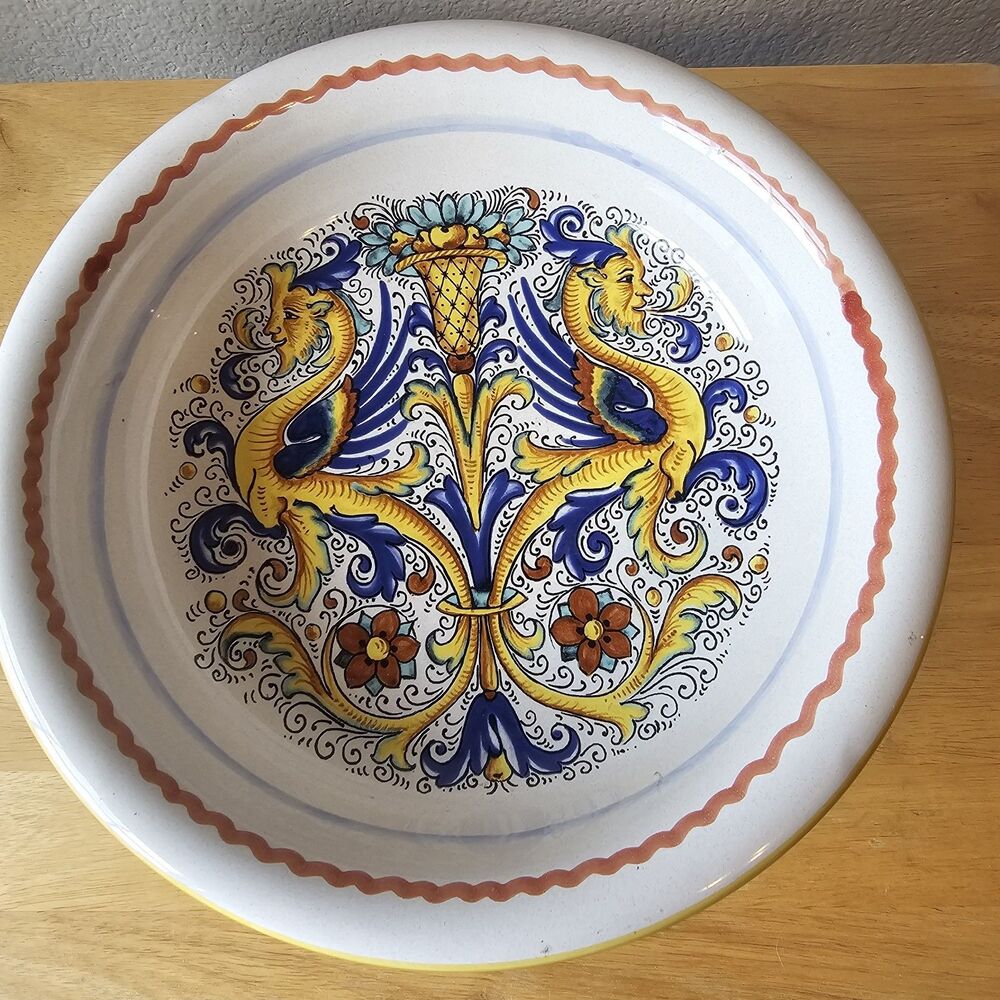 Deruta Ceramiche Italy Majolica Pedestal Compote Fruit Bowl Hand Painted